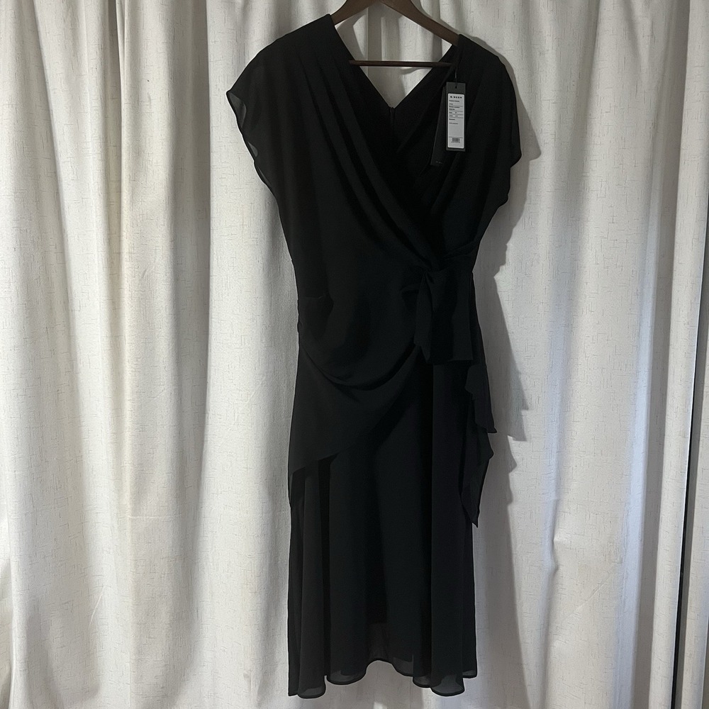 S Deer Dress V-Neck Ruffled Tie Midi Dress Back Zip Size Medium